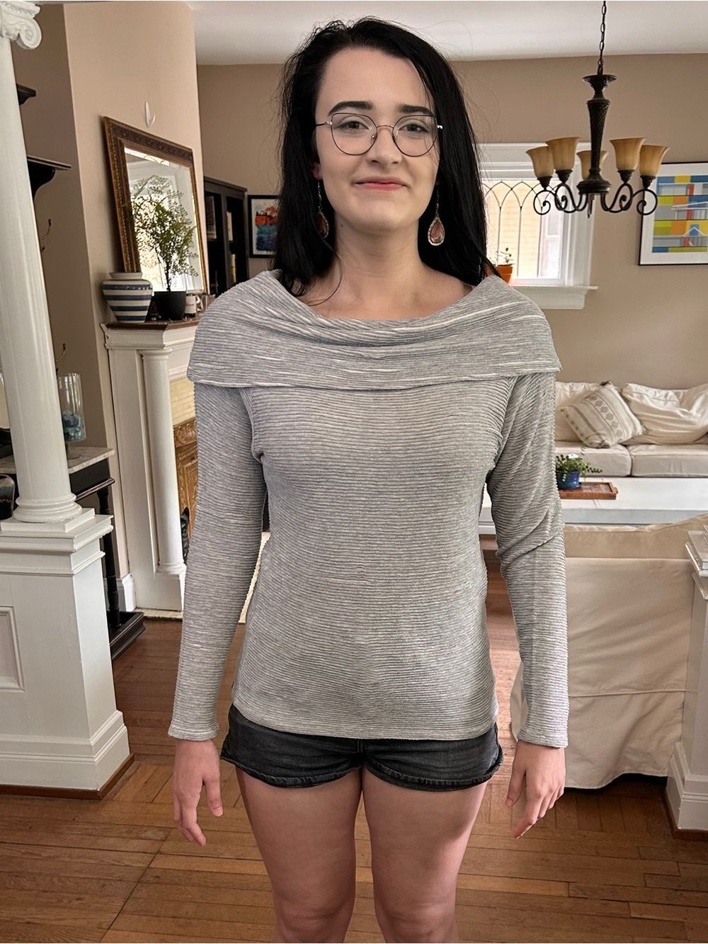 Dolan Left Coast gray cowl neck sweater size small